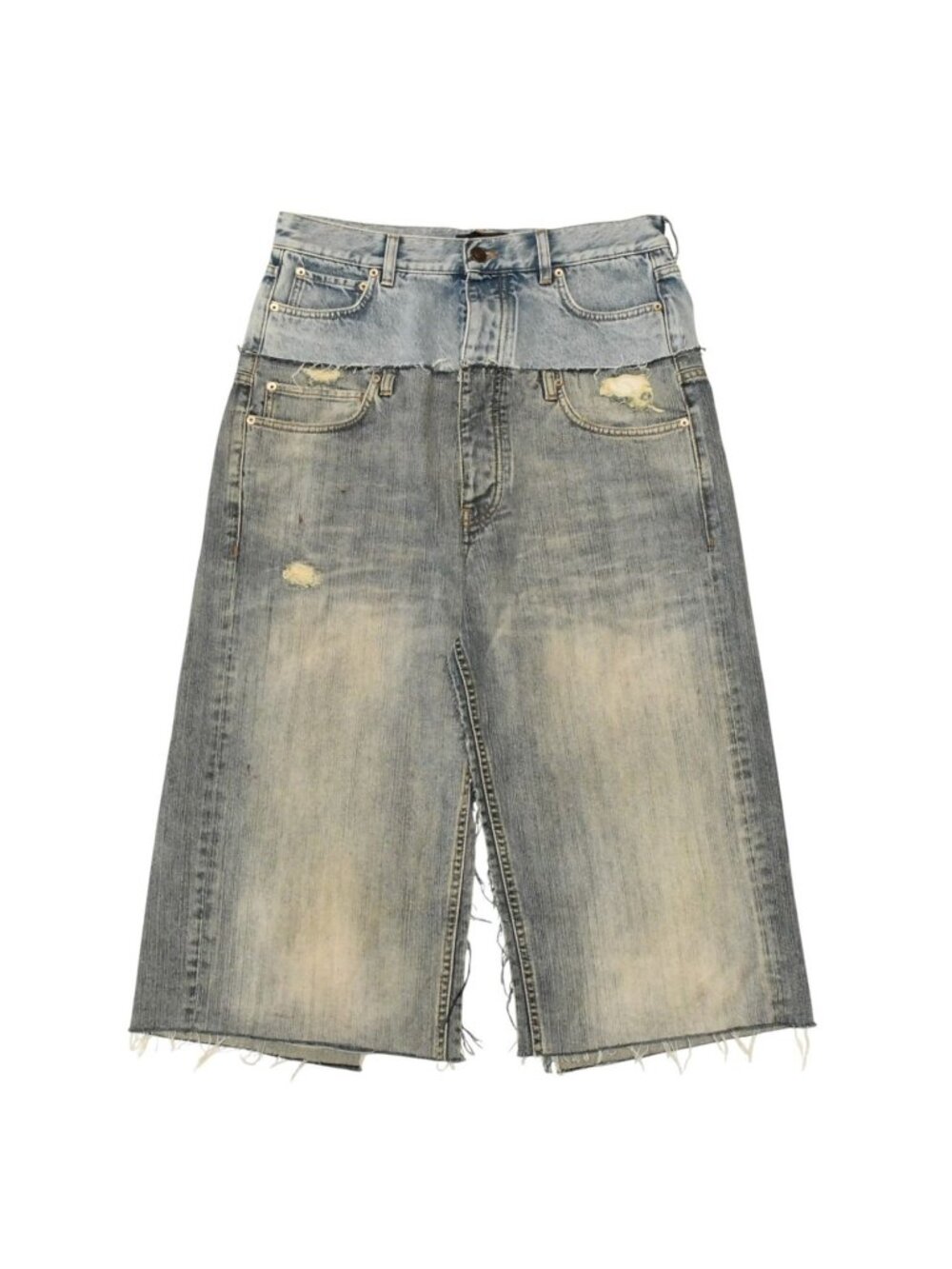 Balenciaga Balenciga Cut Up Baggy Pants Skirt Denim Blue